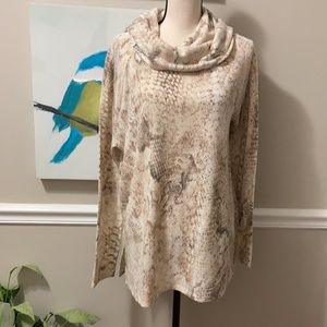 Soft cowl neck snake print sweater XL